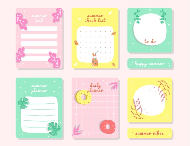 Wekelijkse planner met schattige illustratie zomerthema graphic