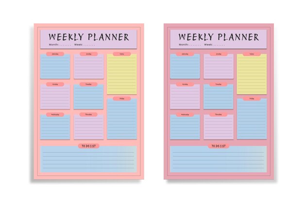 Wekelijkse planner Persoonlijke planner Layout Drukbare planner