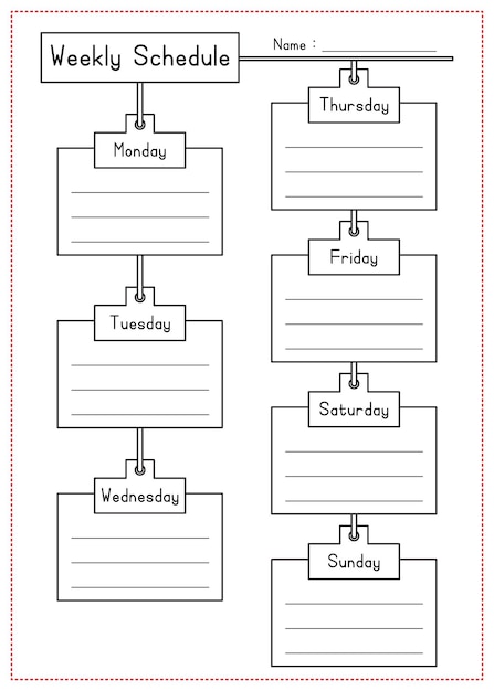 Vector wekelijkse planningsplanner of tijdschema's met memonotities