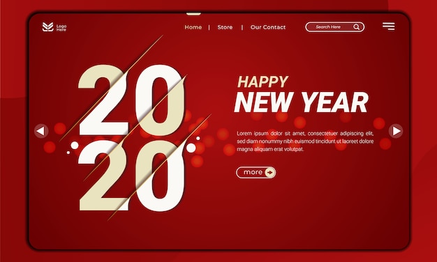 Welcome to 2020, the new year's theme with the slice effect on the landing page