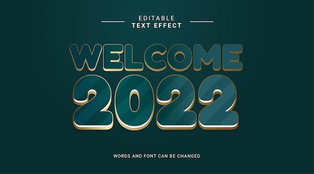 Welcome 2022 new year text effect modern