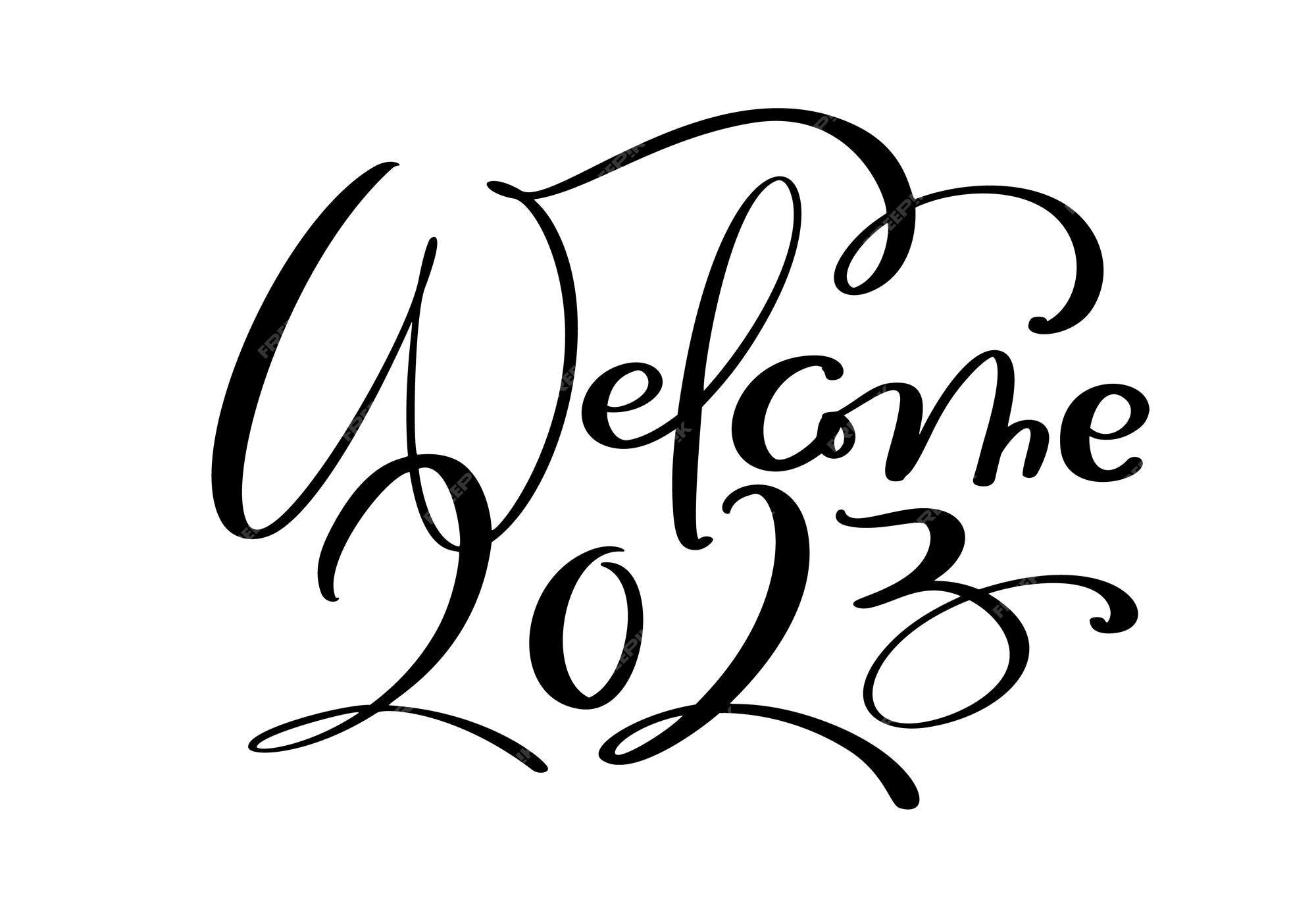 Premium Vector 2023 vector hand drawn calligraphy lettering text happy new year and