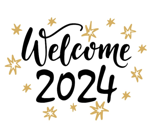 Premium Vector | Welcome 2024 hand calligraphy lettering ...