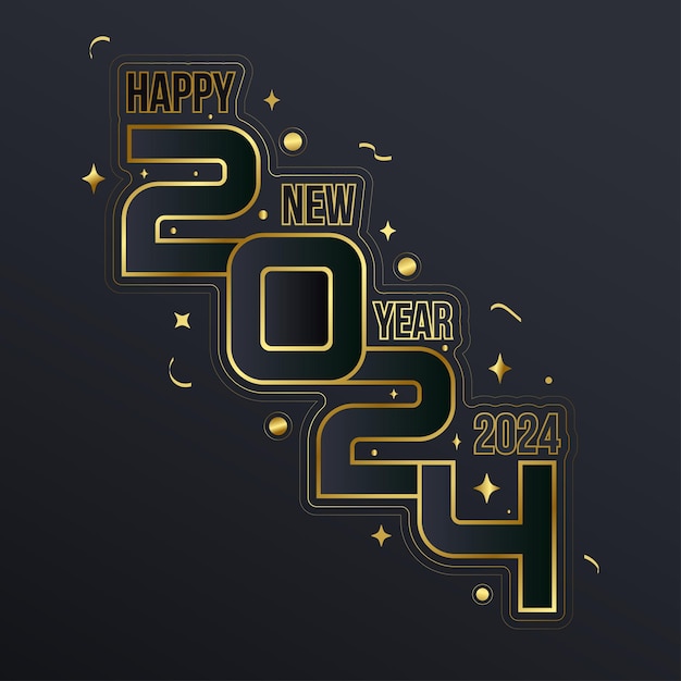 welcome 2024 Happy New Year text design template Vector illustration