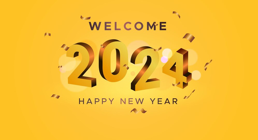 Premium Vector 2024 isometric 2024 new year celebration 3d