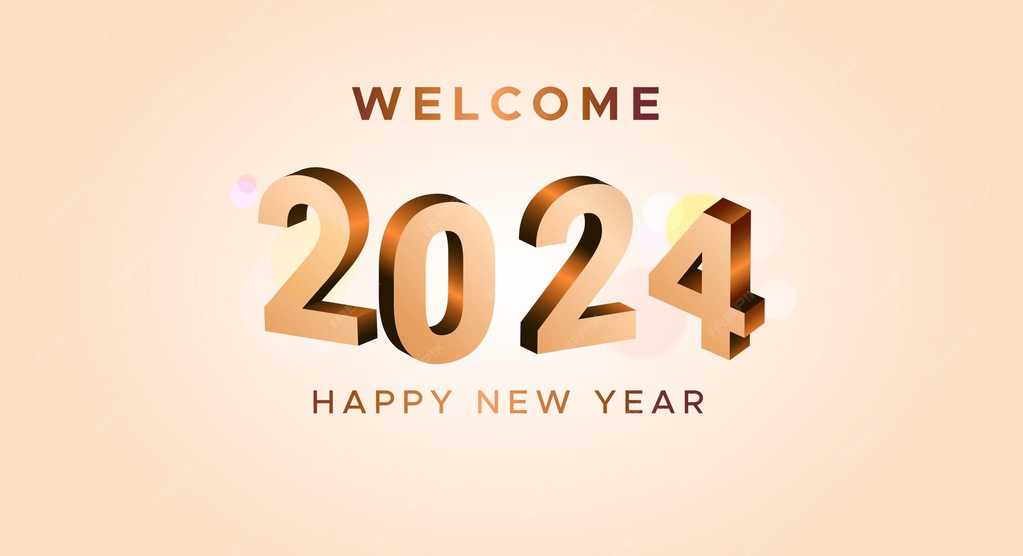 Premium Vector 2024 isometric 2024 new year celebration 3d