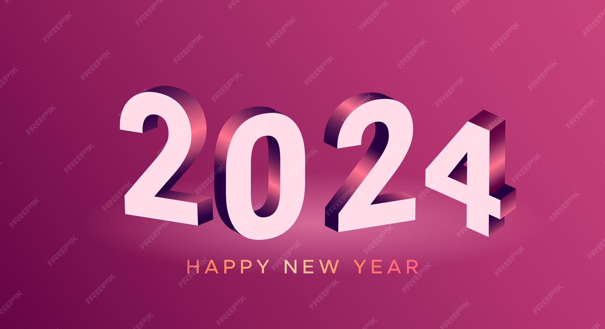 Premium Vector 2024 isometric 2024 new year celebration 3d