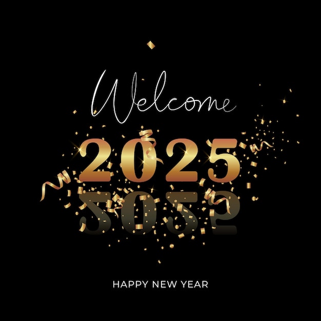 Vector welcome 2025 happy new year instagram post or greeting card vector illustration