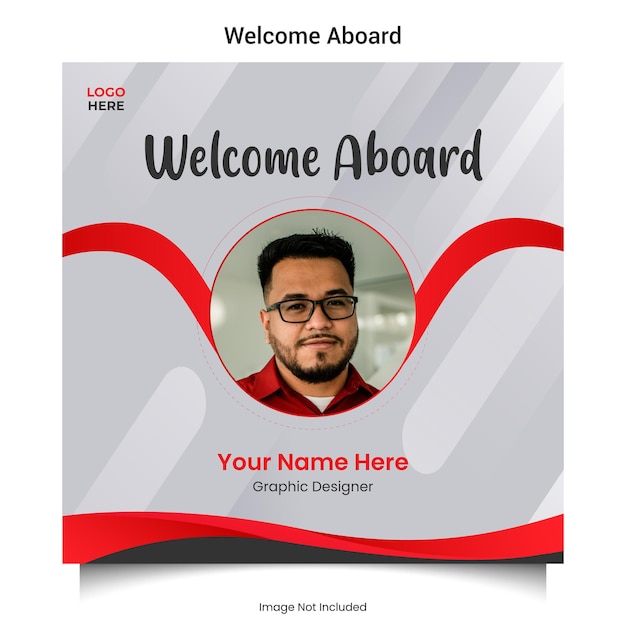 Vector welcome aboard welcome to the team social media post design