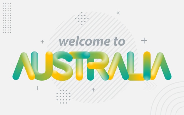 Vector welcome to australia creative typography with 3d blend effect vector illustration