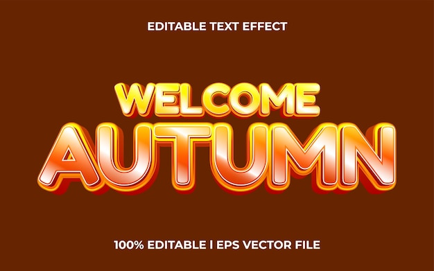 welcome autumn 3d text effect with hot theme. red typography template for autumn