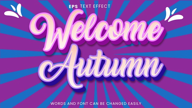 Vector welcome autumn text effect