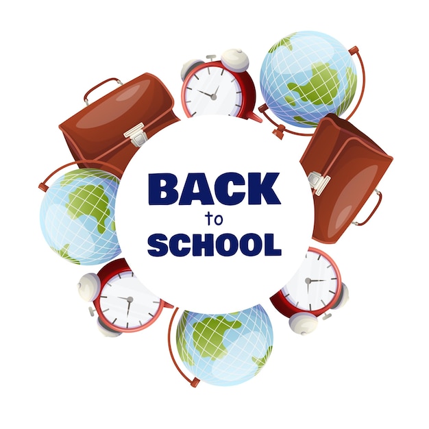 welcome back to school background cartoon styled school supplies frame composition