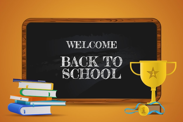 Welcome back to school background with blackboard