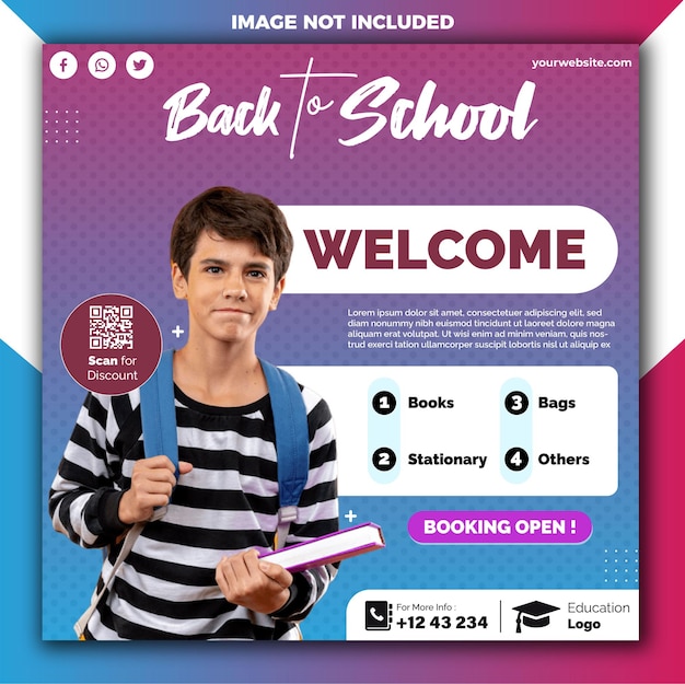 Welcome Back To School Banner Education Square Post