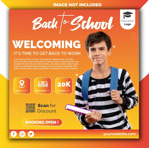 Welcome Back To School Banner Education Square Post