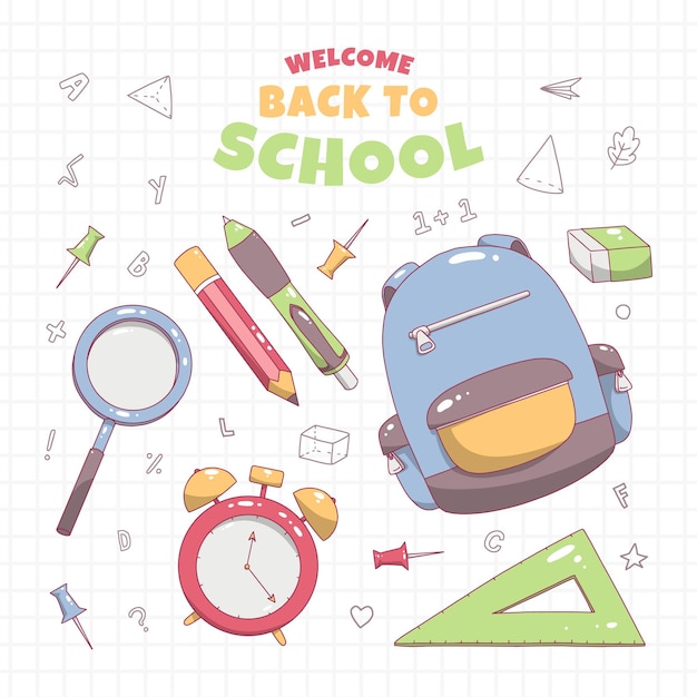 Welcome back to school hand drawn poster vector