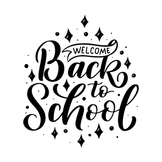 Vector welcome back to school lettering quote. back to school sale tag.