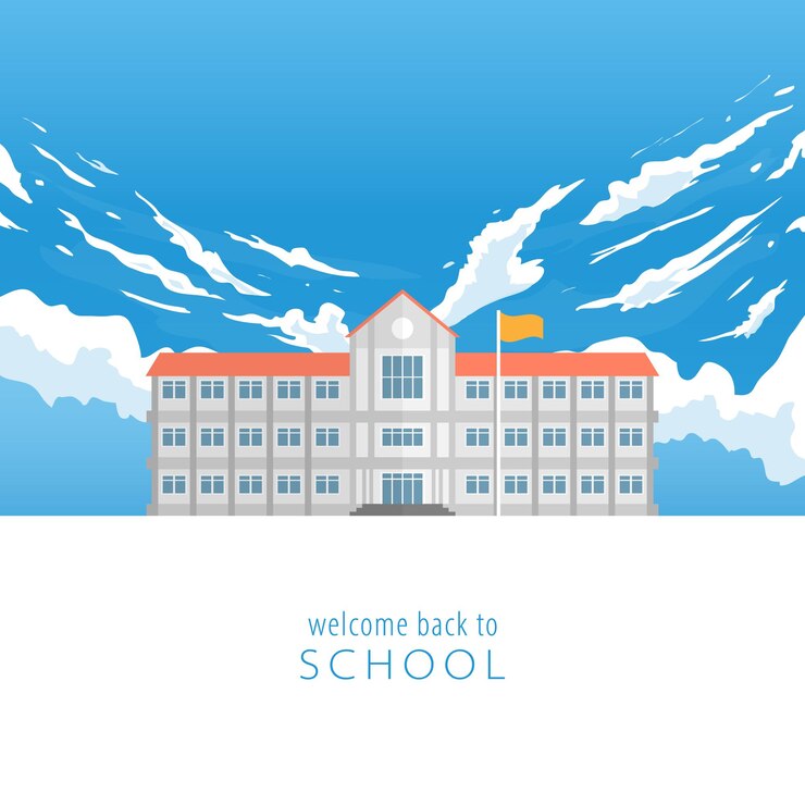 Vector welcome back to school school building