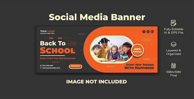 Welcome back to school social media banner design template