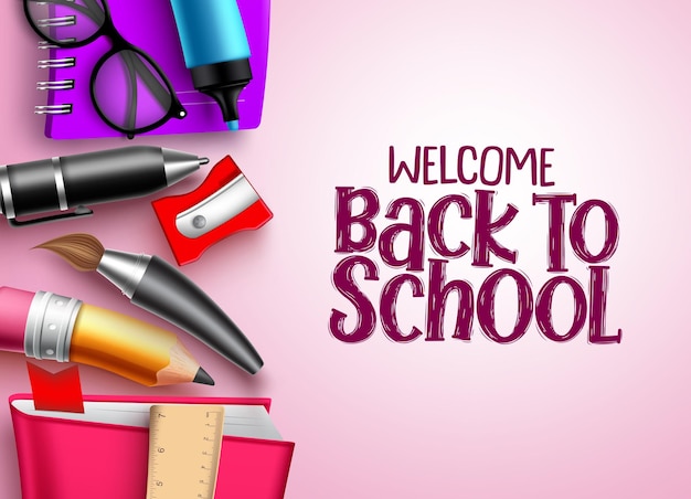 Vector welcome back to school vector background template back to school text in white blank space