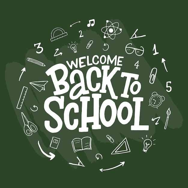 Welcome back to school vector hand drawn doodle lettering