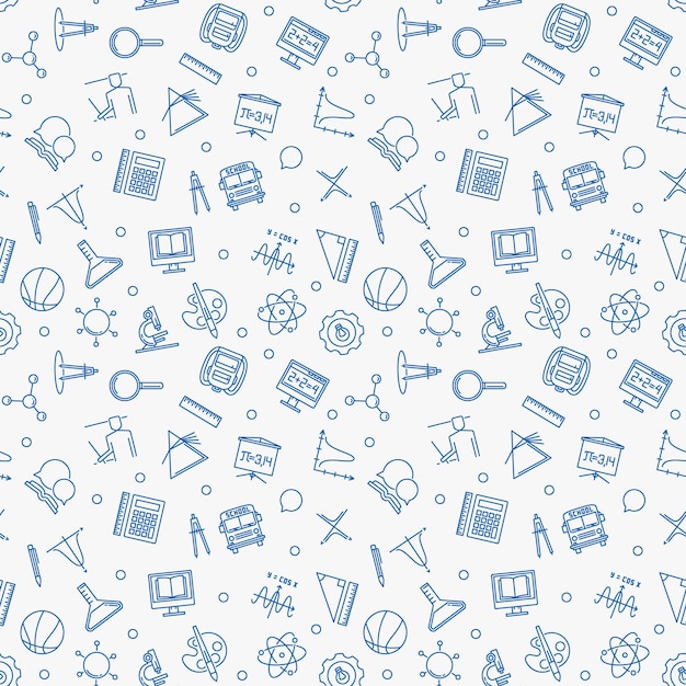 welcome back to school vector outline seamless pattern