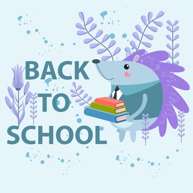 Welcome back to school with a cute porcupine animal character