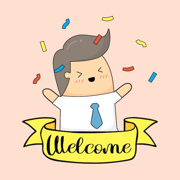 Premium Vector  Welcome banner in cartoon vector and welcome page icon and  welcome page design