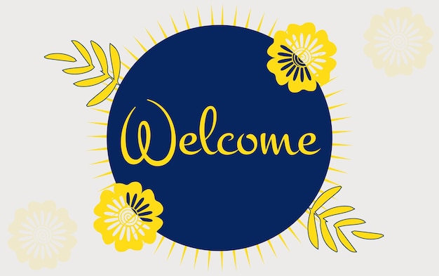 Welcome banner typography with floral elements and free modern font