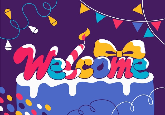 Welcome banner. Vector colorful illustration.