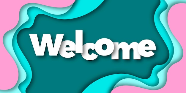 Vector welcome banner with layers, shadows and pastel colors