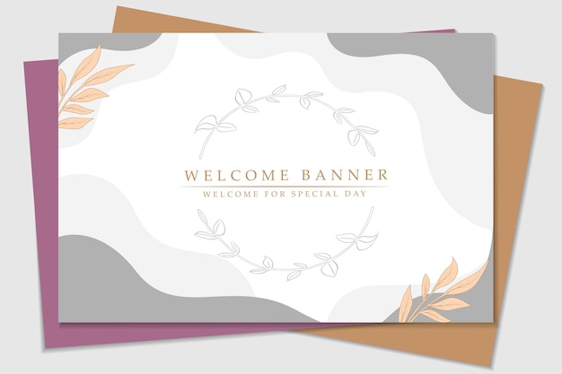 Vector welcome banner with leaves background