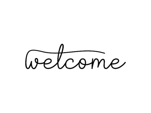 Welcome Black text lettering hand drawn calligraphy with Line square.