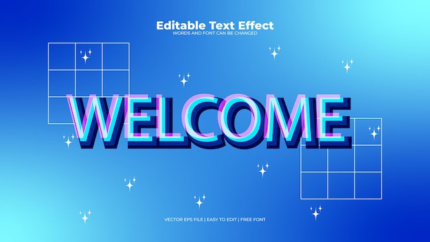 Welcome blue sparkling and grid editable text effect