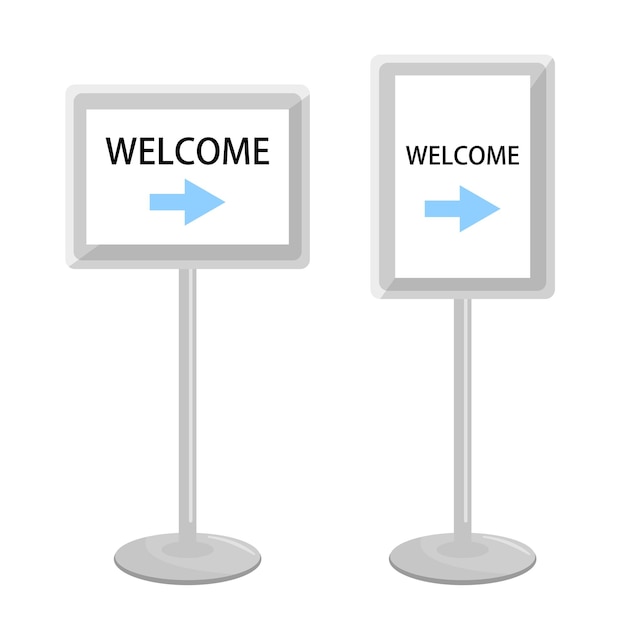 Welcome board with welcome text and arrow icon vector illustration Sign text template