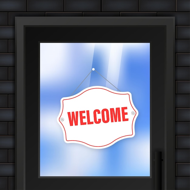 Welcome business sign on door Vector illustration