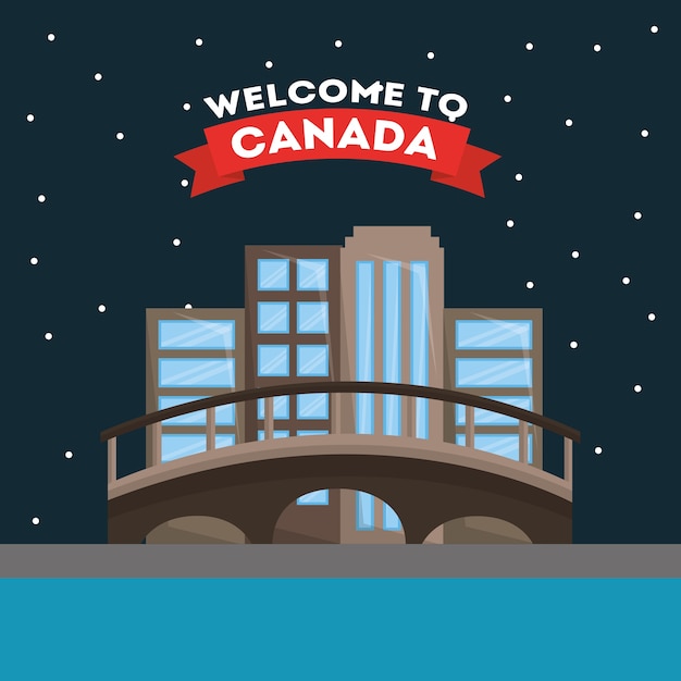 Vector welcome to canada montreal city vector illustration