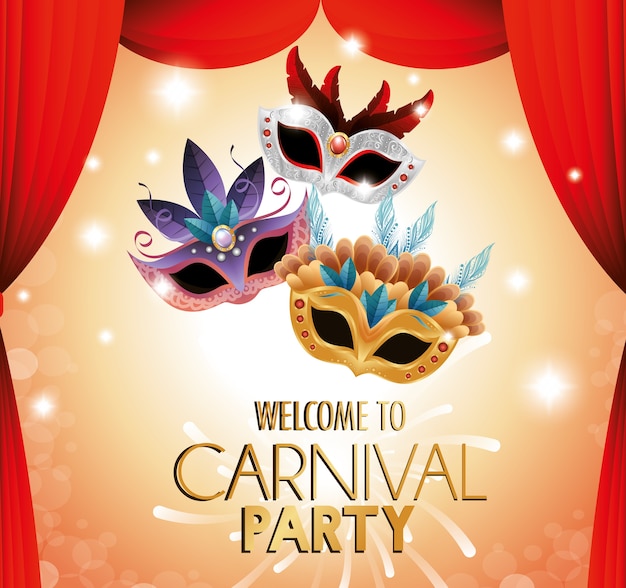 welcome carnival party theater masks colored