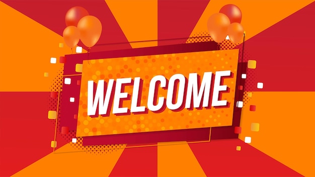 Welcome concept colorful letters background style banner design with text typography poster ector illustration