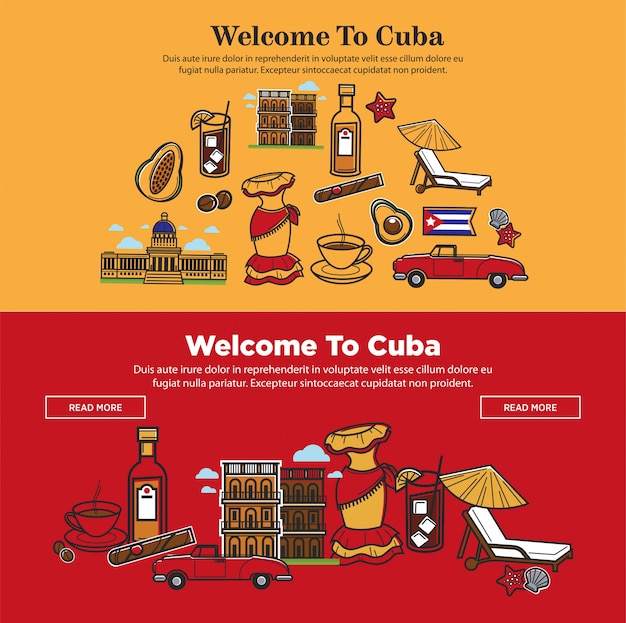 Добро пожаловать на Кубу рекламный плакат с национальной символикой
