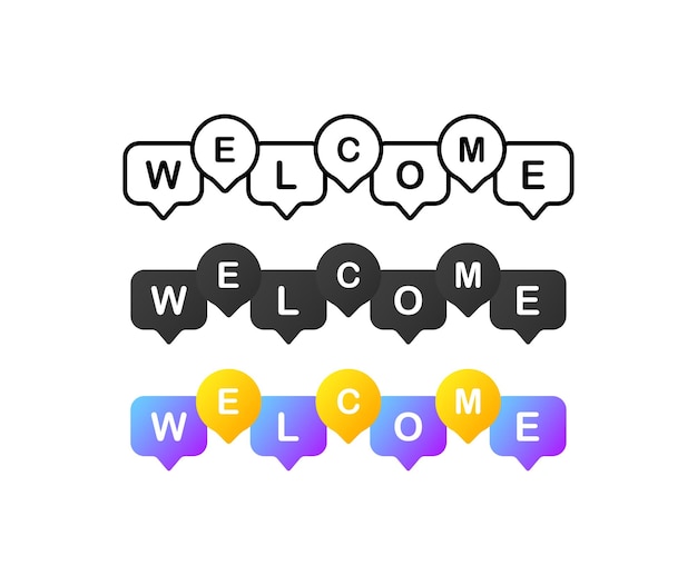 Welcome flat color banner welcome inscription welcome vector illustration