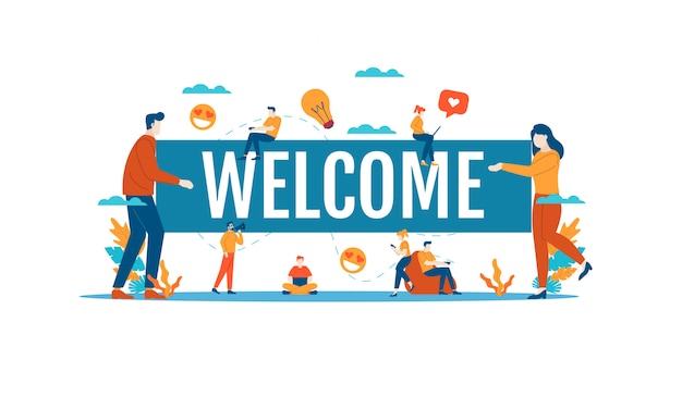 Vector welcome flat illustration