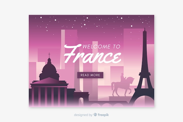 Vector welcome to france landing page template