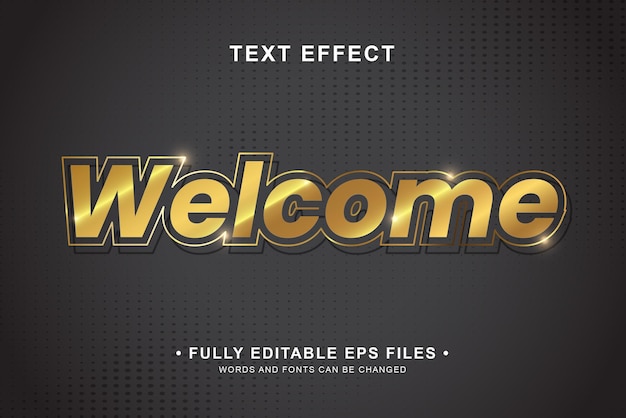 Vector welcome gold editable text effect