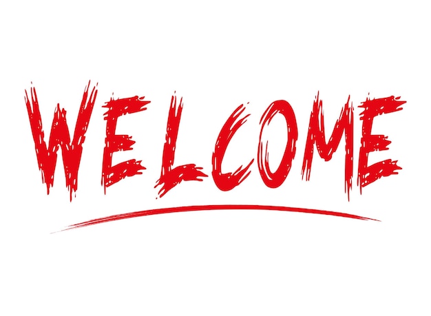 Welcome grunge brush stroke word text for typography hand drawn brush stroke