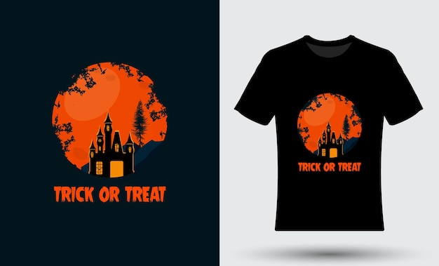 приветствуем дизайн футболки на Хэллоуин с домом-монстром
