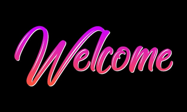 Gradiente di benvenuto scritto a mano banner su sfondo disegnato a mano banner tipografico di benvenuto