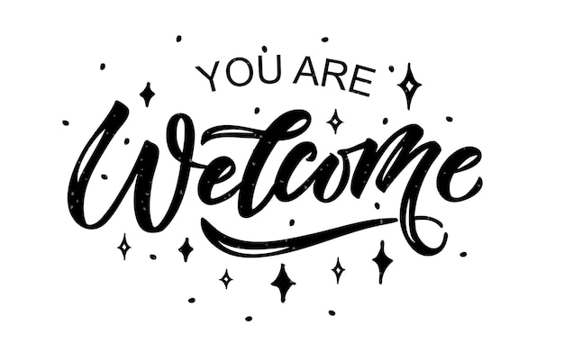 Welcome handwritten poster on background Hand sketched Welcome lettering typography eps10