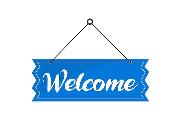 Welcome hanging sign isolated on wall. vector illustration.